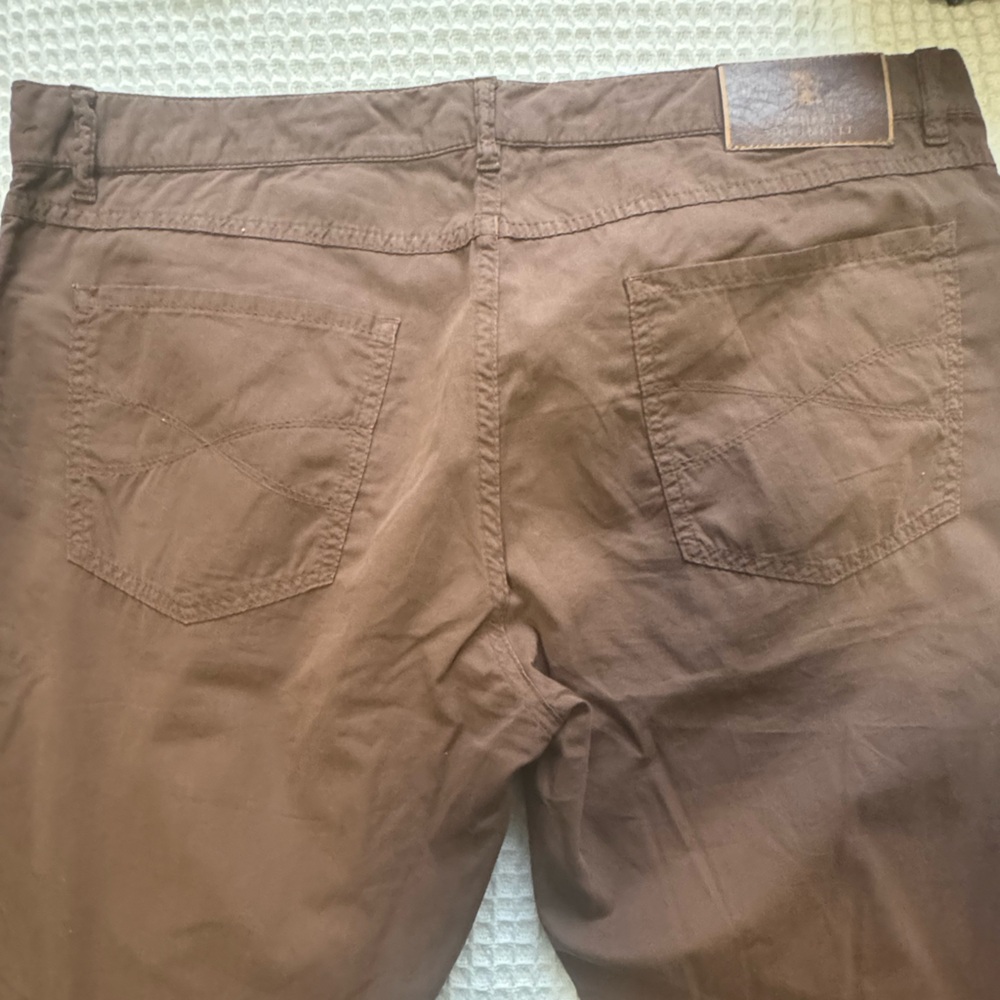 brunello cucinelli brown cotton pants
